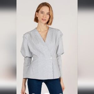 Harshman Marcela Blouse Pinstriped Women's Size Small NWT